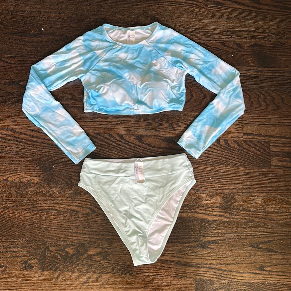 Cupshe, size M, Bikini Rashguard Set, Blue